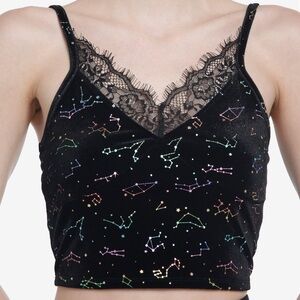 Rainbow Constellations Velvet‎ & Lace Tank Top Hot Topic